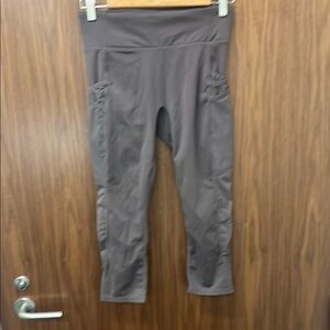 Fabletics Mesh Gray Purple Cropped Leggings. Small